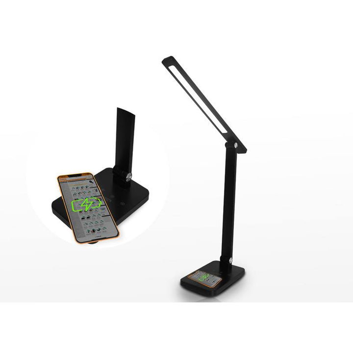 Kancelárska lampa LTC, LED 10 W, tri teploty svetla, indukčné nabíjanie, dotykový panel, LXL0099C