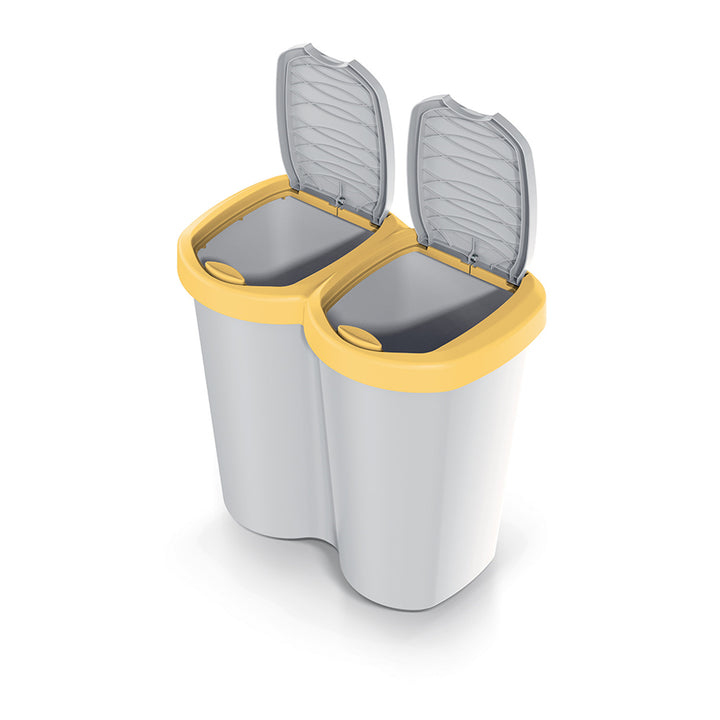 Odpadkový kôš Compacta B Duo, žltá/ashmere, objem 40 l, jedna priehradka, dve veka, nástenná verzia, NDBS40-1215C_427C