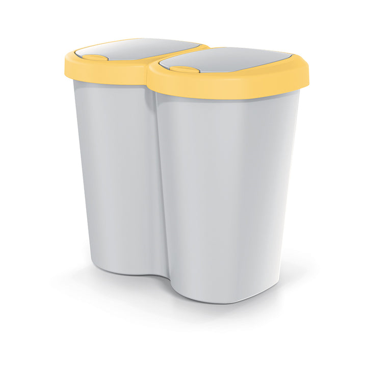 Odpadkový kôš Compacta B Duo, žltá/ashmere, objem 40 l, jedna priehradka, dve veka, nástenná verzia, NDBS40-1215C_427C