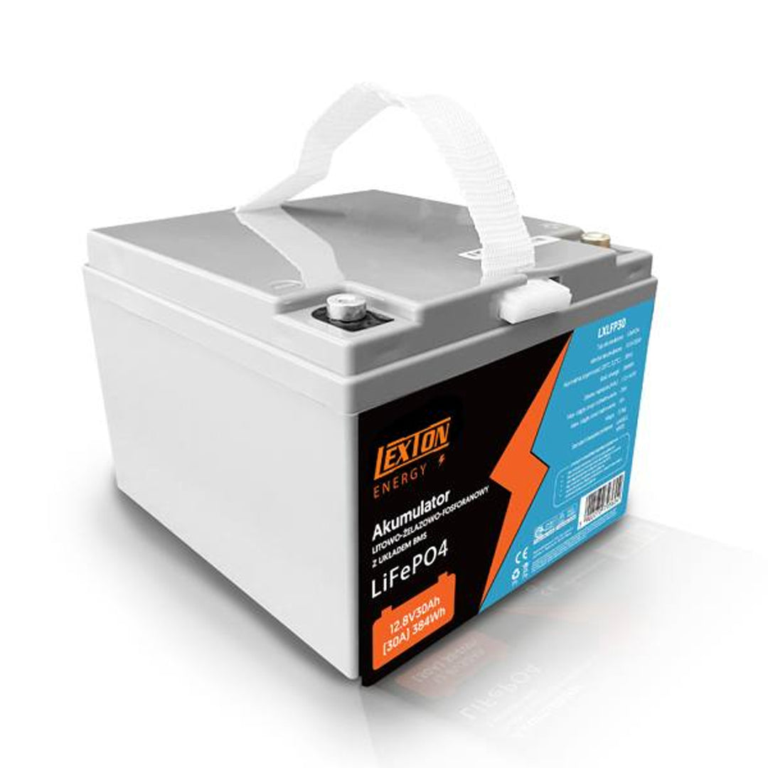 LiFePo4 Lexton lítiovo-železito-fosfátová batéria, s BMS, 12,8 V, 30 Ah, LXLFP30 + nabíjačka LTC Energy LiFePO4