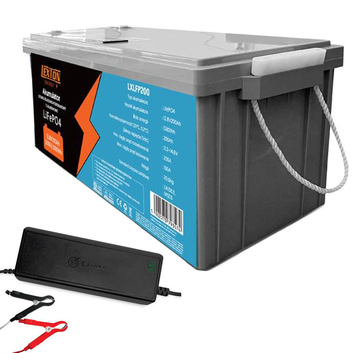 LiFePo4 Lexton lítium-železofosfátová batéria, s BMS, 12,8 V, 200 Ah, LXLFP200 + nabíjačka LTC Energy LiFePO4