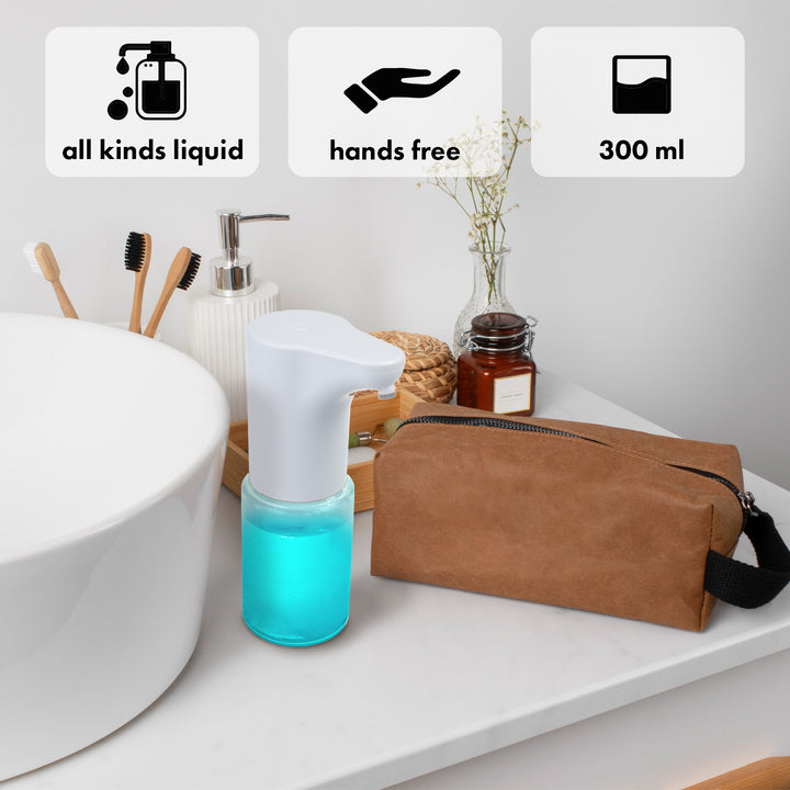 Promedix automatický dávkovač, dávkovacia nádoba na tekuté mydlá, dezinfekčné kvapaliny, 300 ml, biely, PR-540 W + 4 batérie Varta Industrial AA