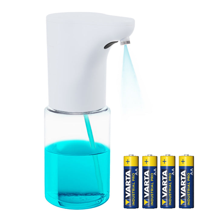 Promedix automatický dávkovač, dávkovacia nádoba na tekuté mydlá, dezinfekčné kvapaliny, 300 ml, biely, PR-540 W + 4 batérie Varta Industrial AA