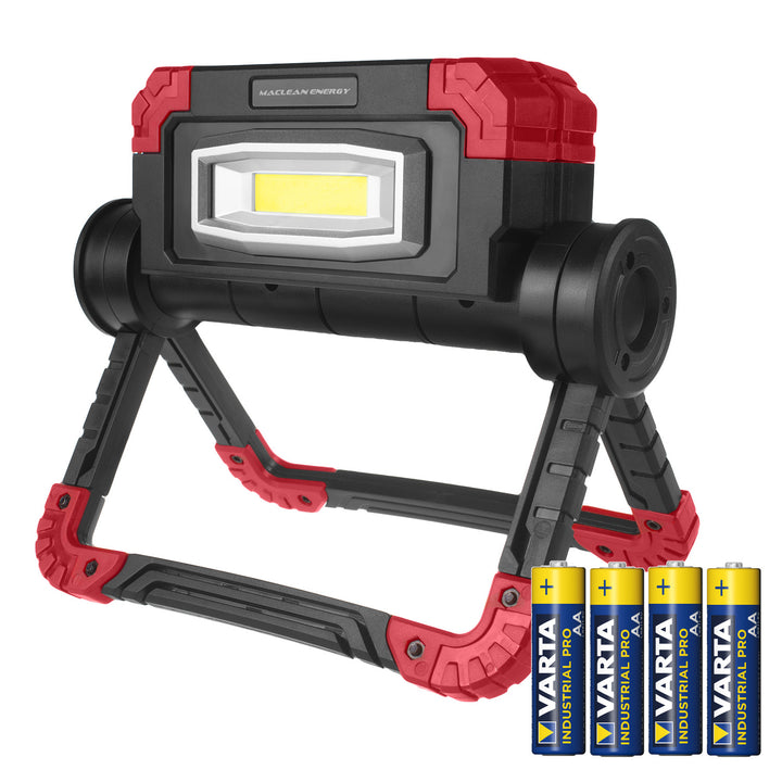 Pracovná lampa Maclean LED COB, 300 lm, 3 režimy svietenia, teplota farieb 6500K, MCE439 + 4x batérie Varta Industrial AA