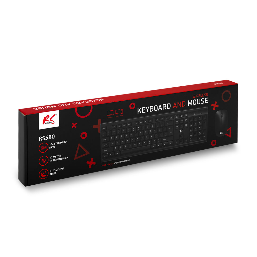 Bezdrôtová klávesnica + myš COMBO NanoRS, RS580 + 2x alkalická batéria AAA Varta Industrial