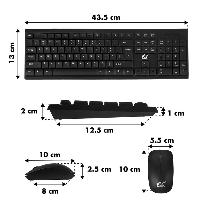 Bezdrôtová klávesnica + myš COMBO NanoRS, RS580 + 2x alkalická batéria AAA Varta Industrial