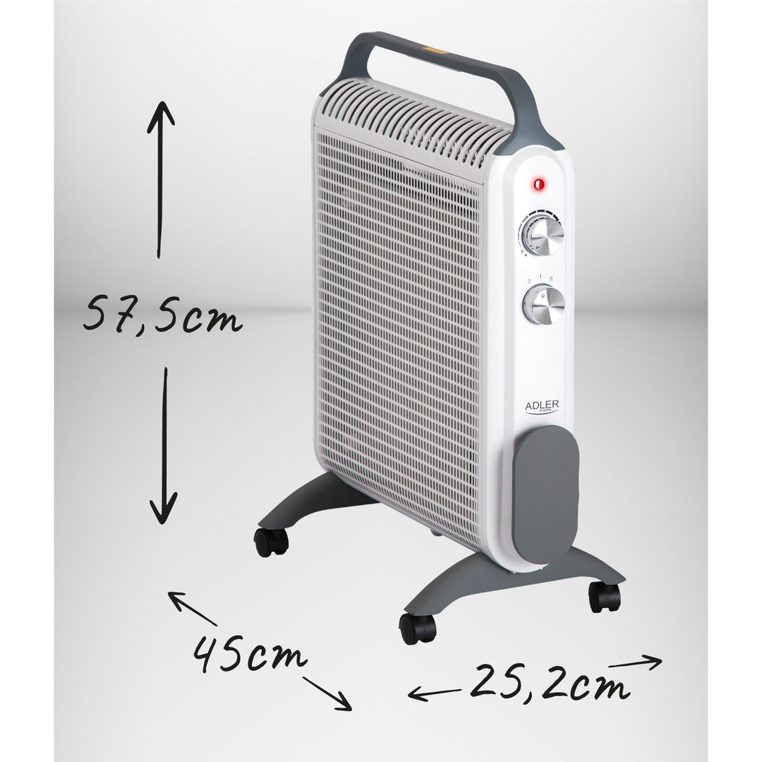 Vykurovací konvektor, na kolieskach, 2 úrovne výkonu, max. 2000 W, termostat, AD 7750