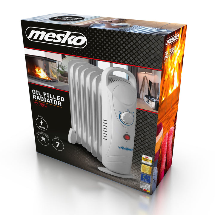 Ohrievač oleja Mesko, 7 rebier, 800 W, regulácia teploty, sivý, MS 7804