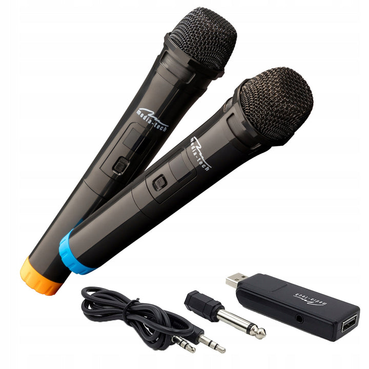 Dva bezdrôtové mikrofóny s prijímačom USB pre reproduktor s funkciou karaoke, Mediatech MT395