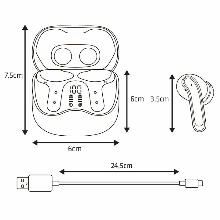 Bezdrôtové slúchadlá Audiocore, hybridné ANC, ENC, 6 mikrofónov, nabíjacie puzdro, Tuya, AC591 PRO
