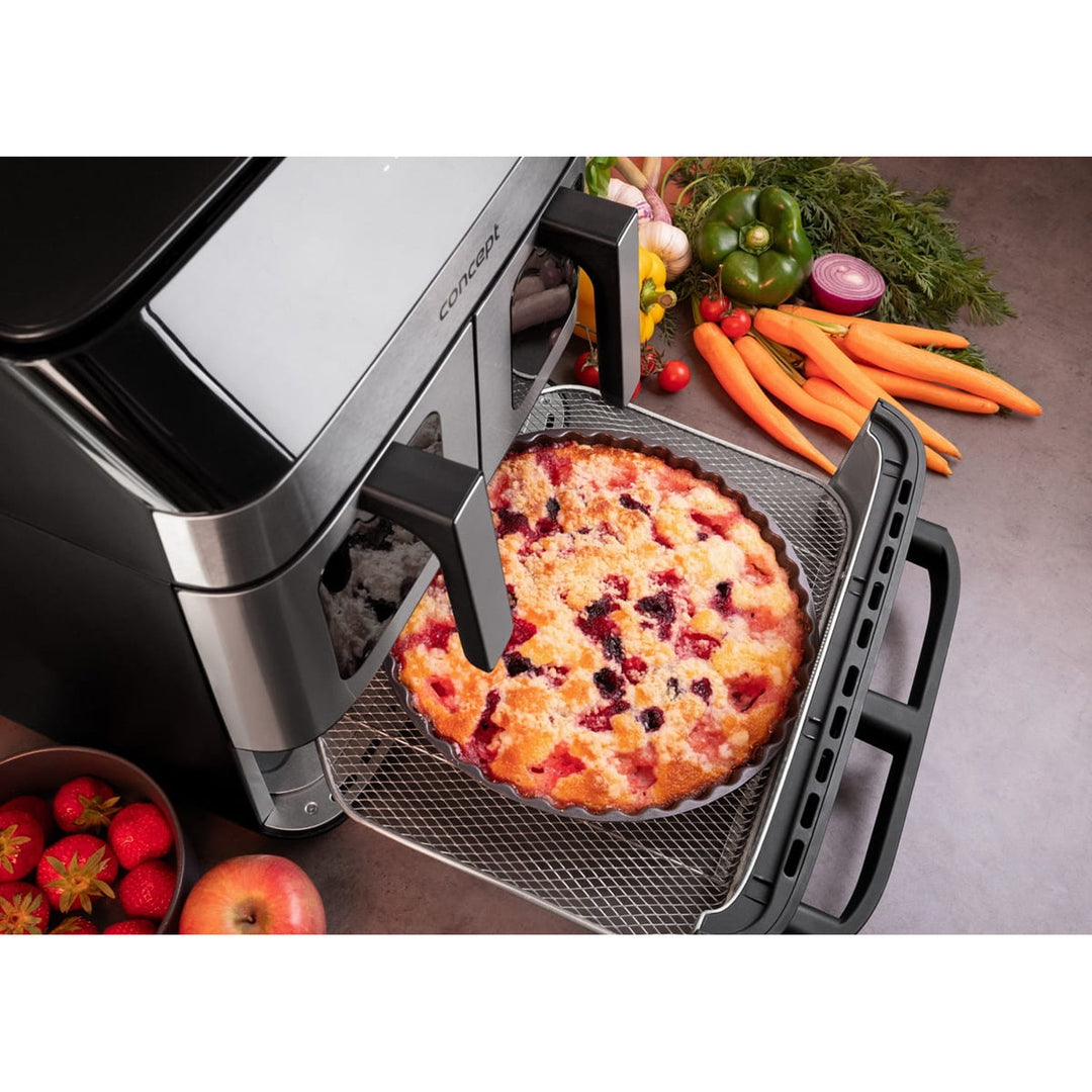 Fritéza Concept bez tuku, 3 samostatné zásuvky, synchronizované varenie, 8 prednastavených programov, FR9000