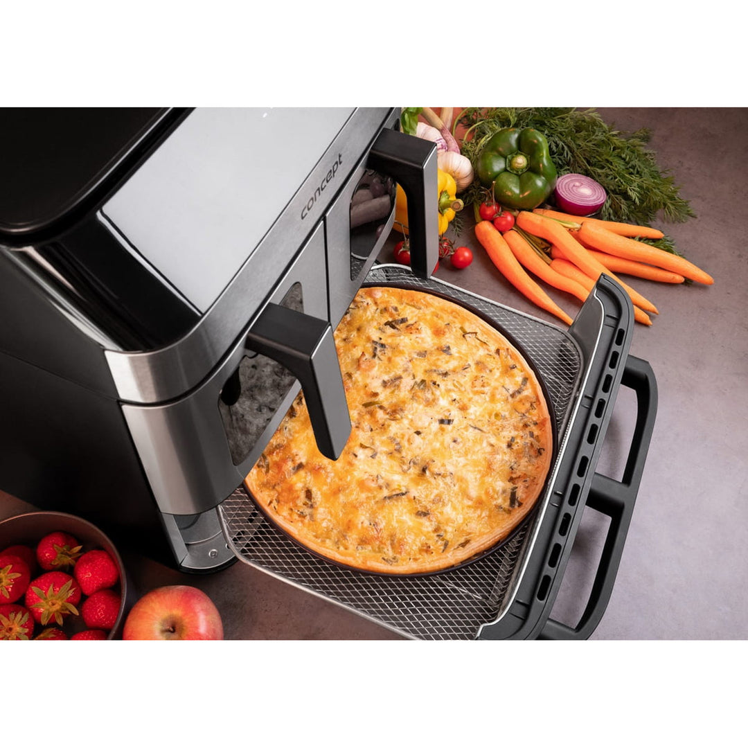 Fritéza Concept bez tuku, 3 samostatné zásuvky, synchronizované varenie, 8 prednastavených programov, FR9000