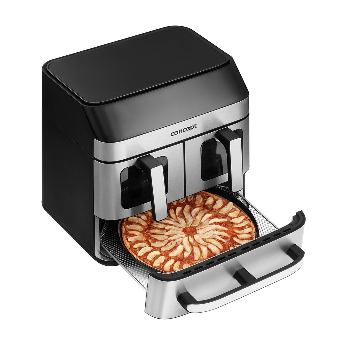 Fritéza Concept bez tuku, 3 samostatné zásuvky, synchronizované varenie, 8 prednastavených programov, FR9000
