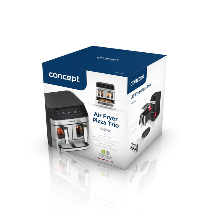 Fritéza Concept bez tuku, 3 samostatné zásuvky, synchronizované varenie, 8 prednastavených programov, FR9000