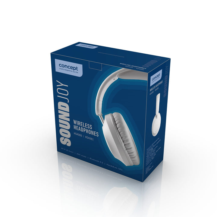 Bezdrôtové slúchadlá do uší Concept SoundJoy, doba prehrávania až 45 hodín, Bluetooth 6.0, rýchle nabíjanie, aktívne potlačenie hluku až 18 dB, čierne, HS4080