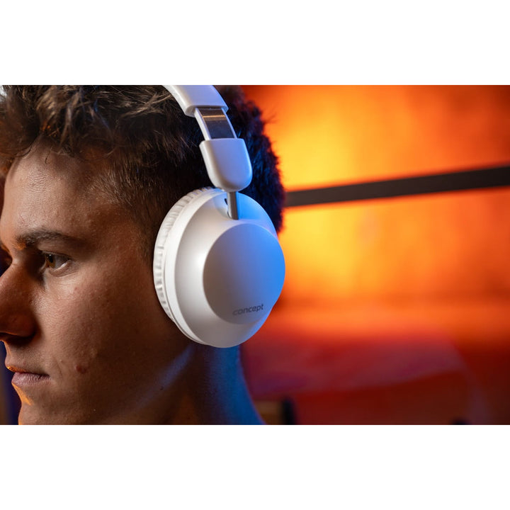 Bezdrôtové slúchadlá do uší Concept SoundJoy, doba prehrávania až 45 hodín, Bluetooth 6.0, rýchle nabíjanie, aktívne potlačenie hluku až 18 dB, biele, HS4081