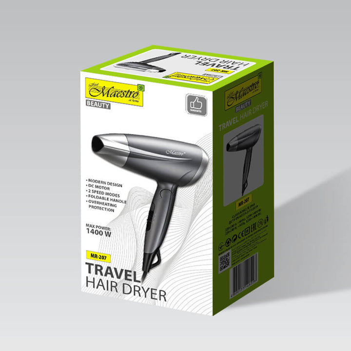 Sušič vlasov Maestro, výkon 1400 W, sklopná rukoväť, 2 rýchlosti prúdenia vzduchu, koncentrátor, MR-207