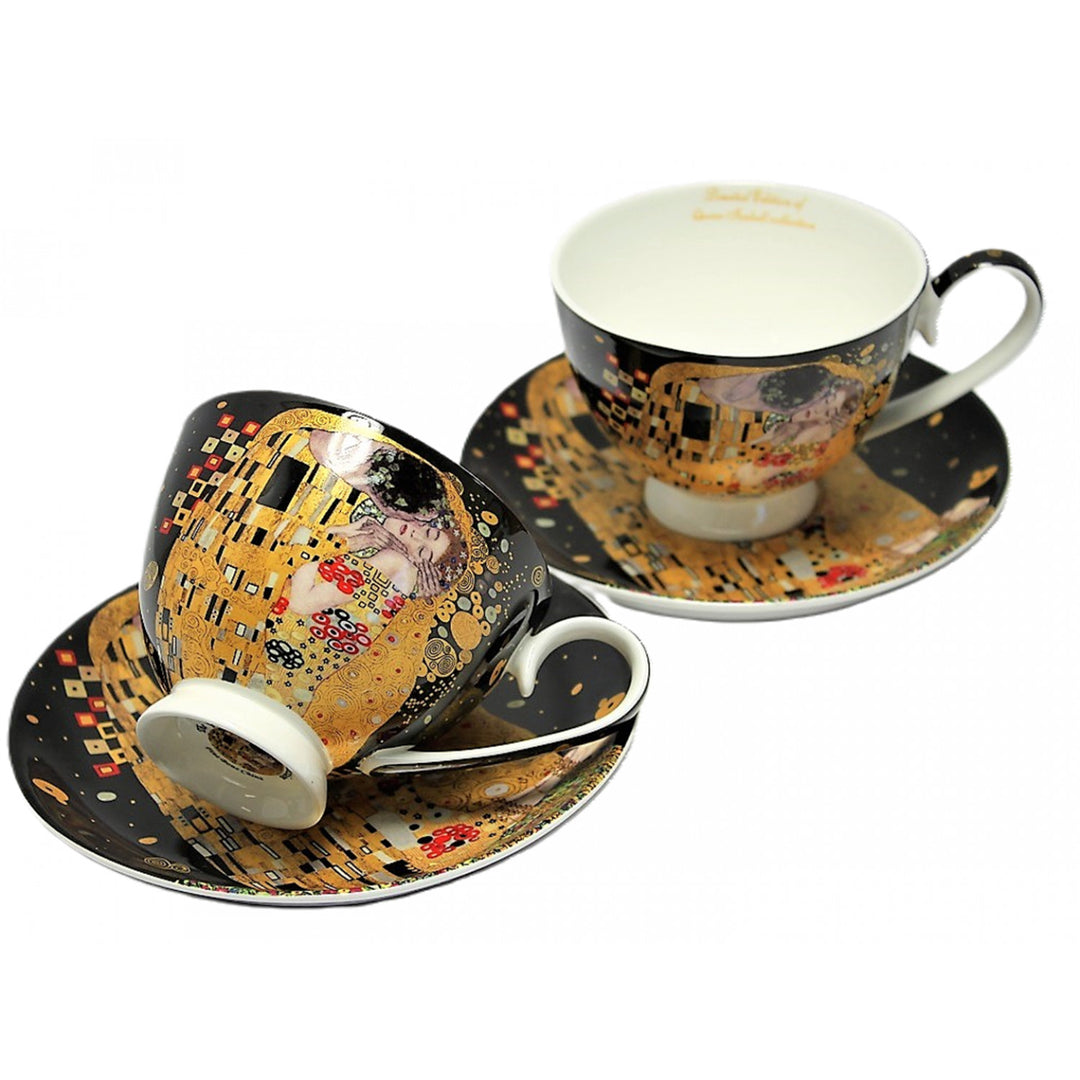 Súprava 2 porcelánových šálok Queen Isabell, motív Klimtovho bozku, 250 ml, W8KL356-22383