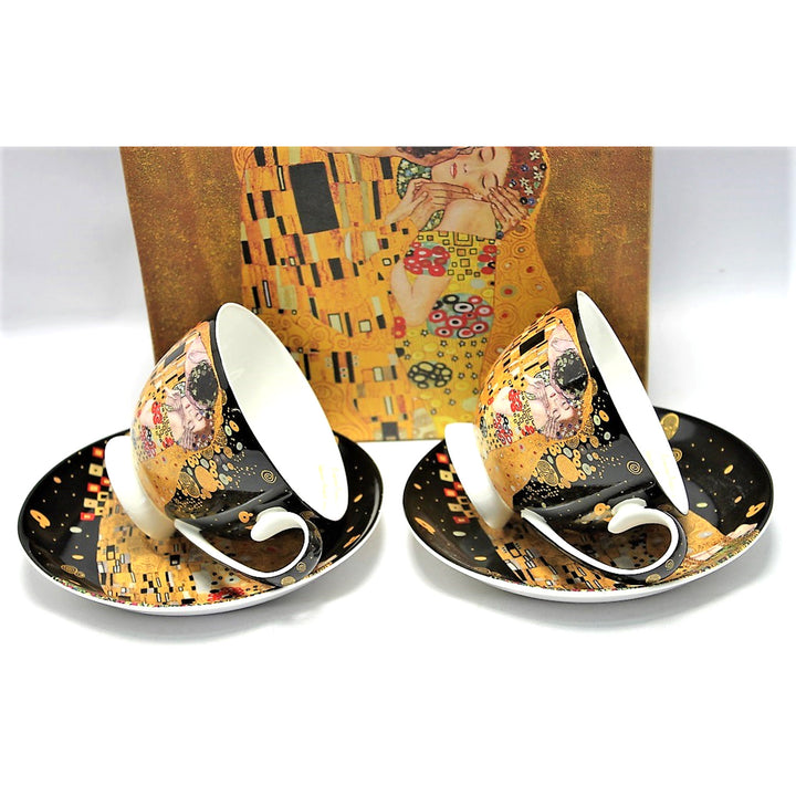 Súprava 2 porcelánových šálok Queen Isabell, motív Klimtovho bozku, 250 ml, W8KL356-22383