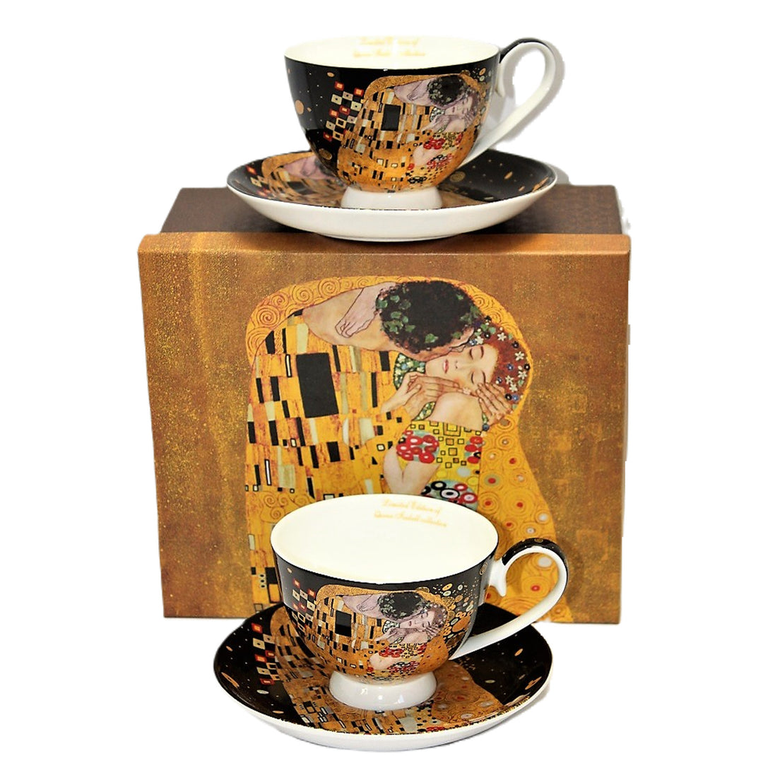 Súprava 2 porcelánových šálok Queen Isabell, motív Klimtovho bozku, 250 ml, W8KL356-22383