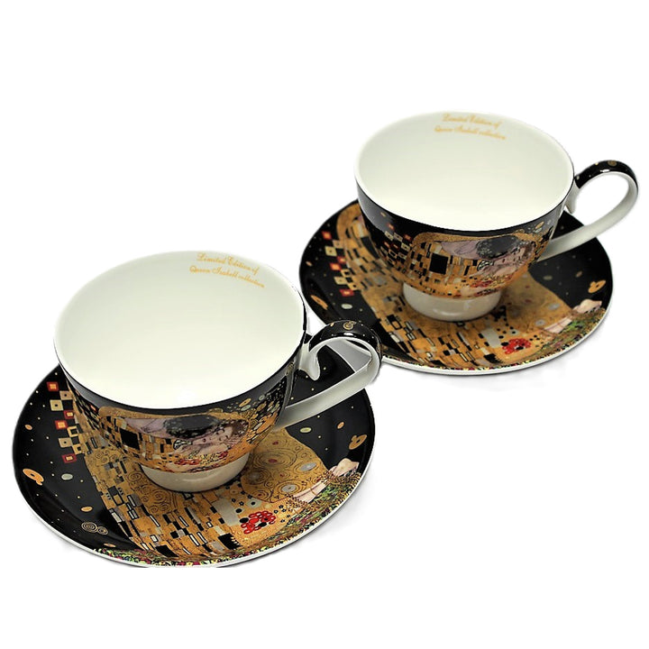 Súprava 2 porcelánových šálok Queen Isabell, motív Klimtovho bozku, 250 ml, W8KL356-22383