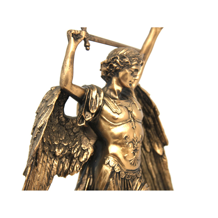 Figúrka archanjela Michala, hodiny, bronzová náboženská socha, kráľovná Izabela