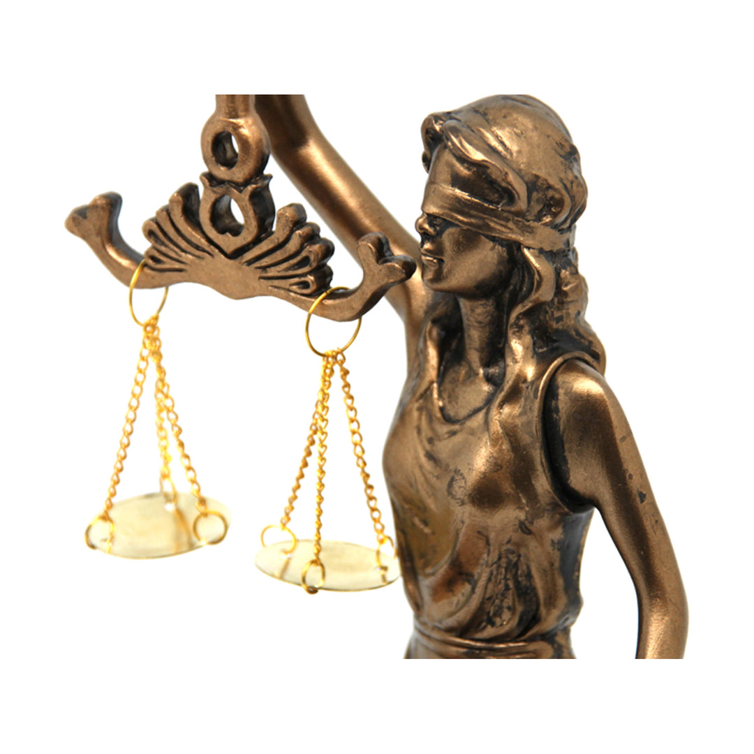 Figúrky Themis s váhami a mečom, opierky na knihy, kráľovná Izabela, 2 kusy