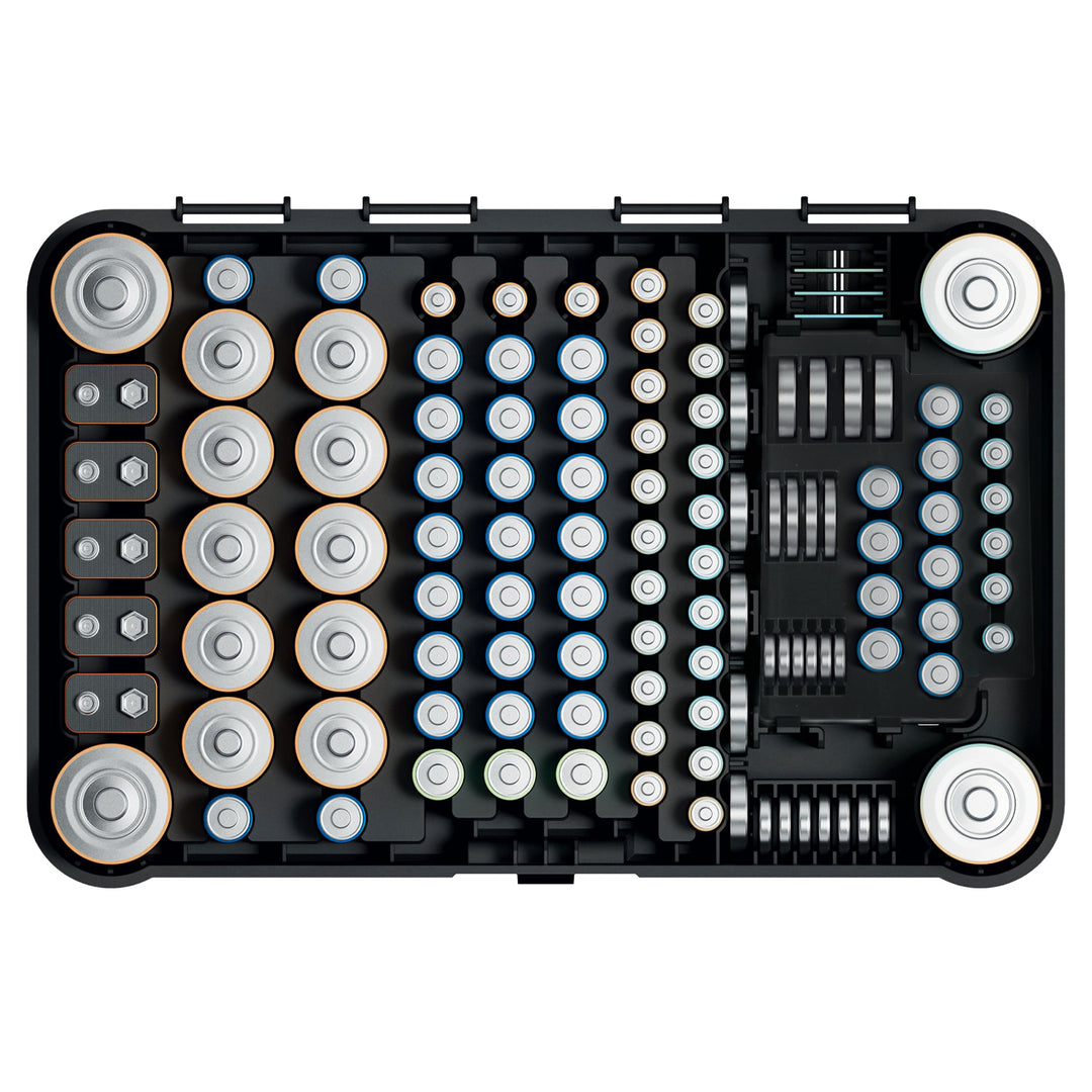 Organizér na batérie GreenBlue, priehľadné veko, 115 miest, Varta Box GB189, 3 kusy