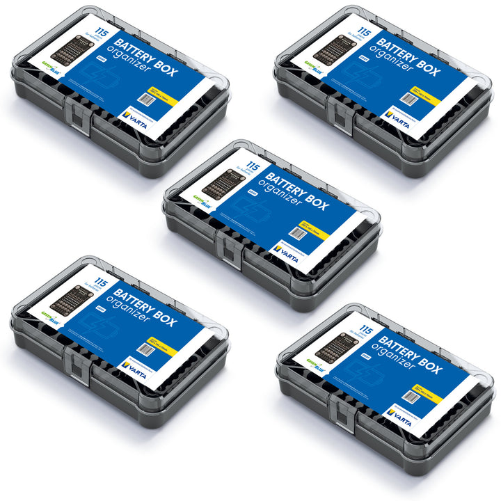 Organizér na batérie GreenBlue, priehľadné veko, 115 miest, Varta Box GB189, 5 kusov