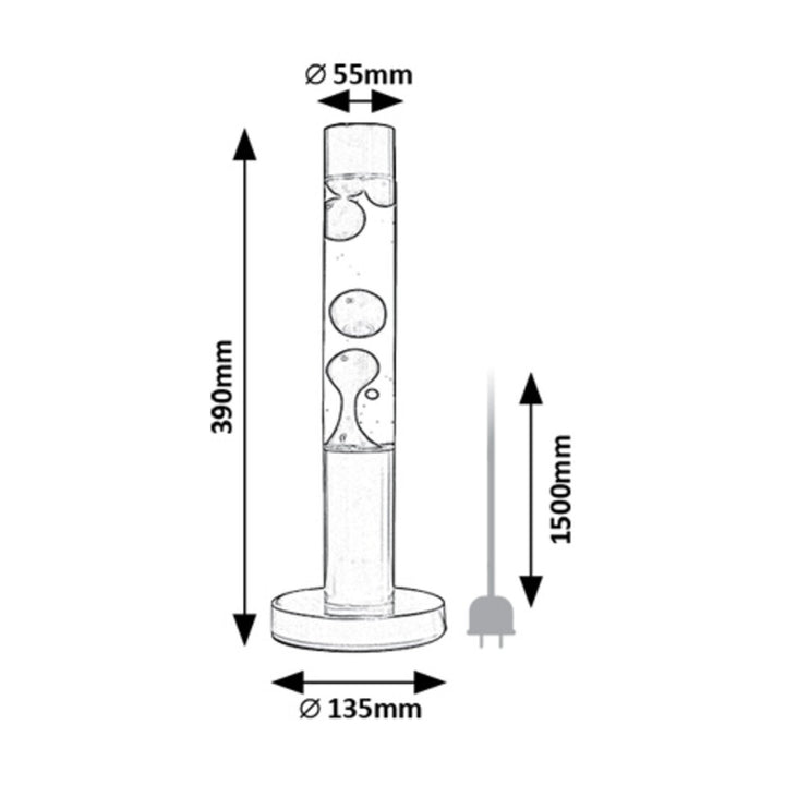 LED lávová lampa Rabalux, 25 W, 3000 K, čierny vosk, Lavastic
