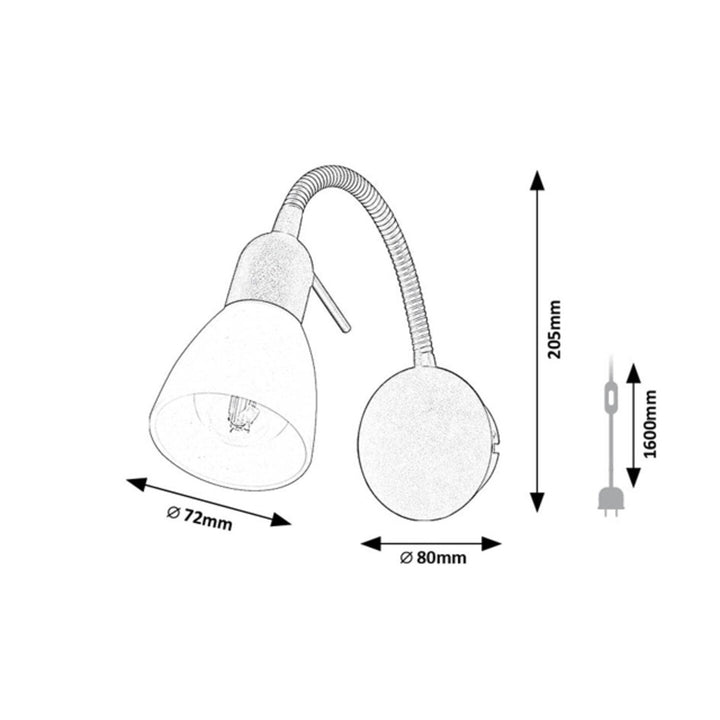 Nástenné svietidlo Rabalux, bodové, závit E14, IP20, čierne, Soma