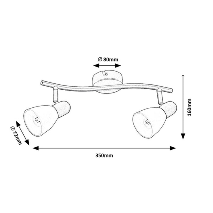 Stropné svietidlo Rabalux, bodové, 2x závit E14, IP20, čierne, Soma