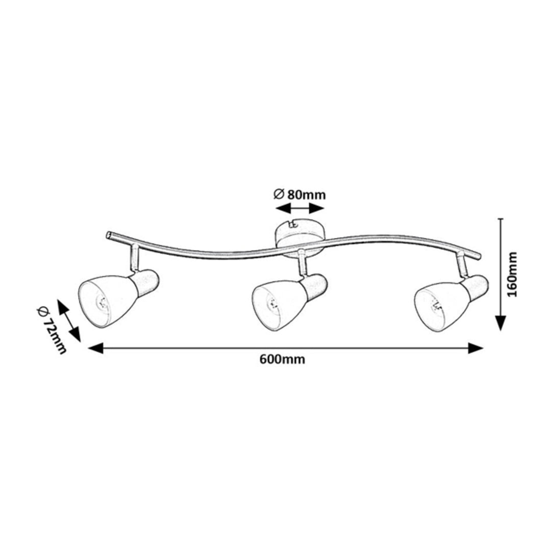 Stropné svietidlo Rabalux, bodové, 3x závit E14, IP20, čierne, Soma