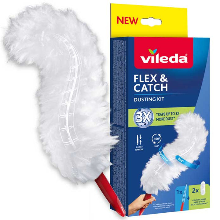 Vileda Flex&Catch prachová metla, s krátkou rukoväťou, 2 kazety v balení, protišmyková, flexibilná hlava, 179432