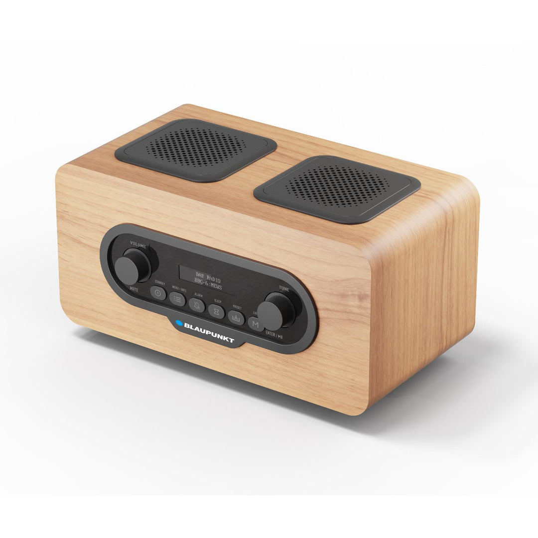 Prenosné rádio Blaupunkt, digitálne rádio DAB+ a FM tuner, Bluetooth, výstup na slúchadlá, USB a microSD prehrávač, LCD displej, funkcie hodín a budíka, napájanie nabíjateľnou batériou USB-C, DR10CR