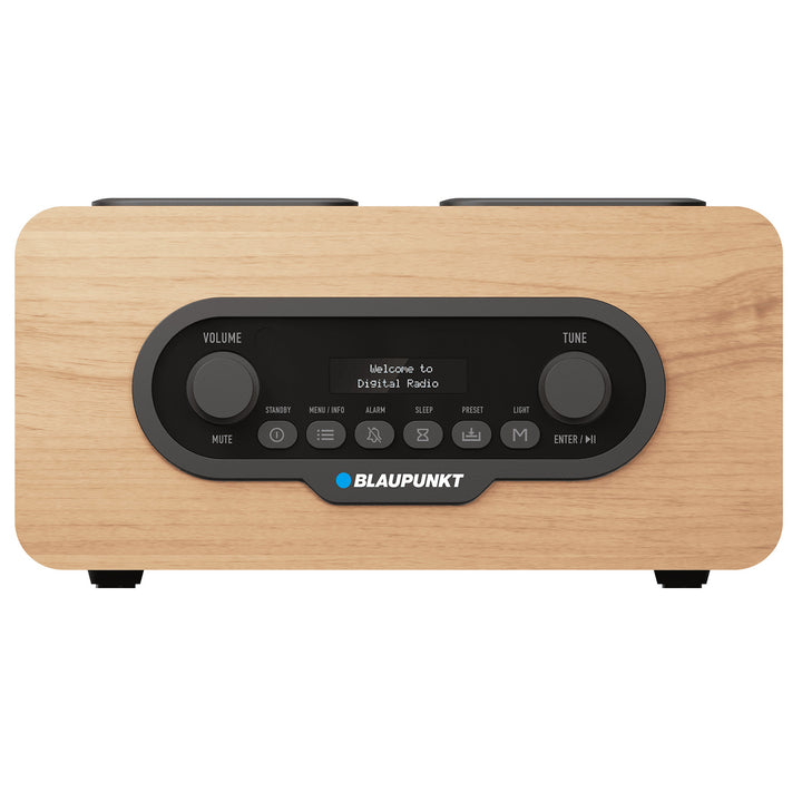 Prenosné rádio Blaupunkt, digitálne rádio DAB+ a FM tuner, Bluetooth, výstup na slúchadlá, USB a microSD prehrávač, LCD displej, funkcie hodín a budíka, napájanie nabíjateľnou batériou USB-C, DR10CR