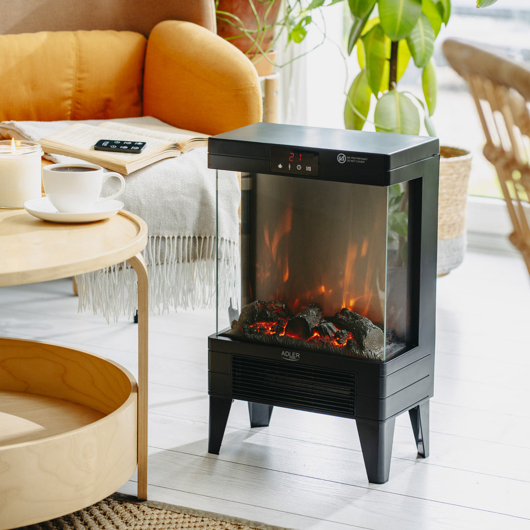 Elektrický krb LED s diaľkovým ovládaním, 2 vykurovacie výkony 1000W/2000W, termostat, Adler AD 7755