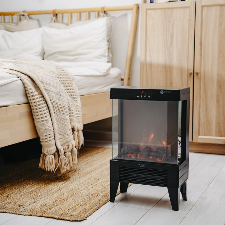 Elektrický krb LED s diaľkovým ovládaním, 2 vykurovacie výkony 1000W/2000W, termostat, Adler AD 7755