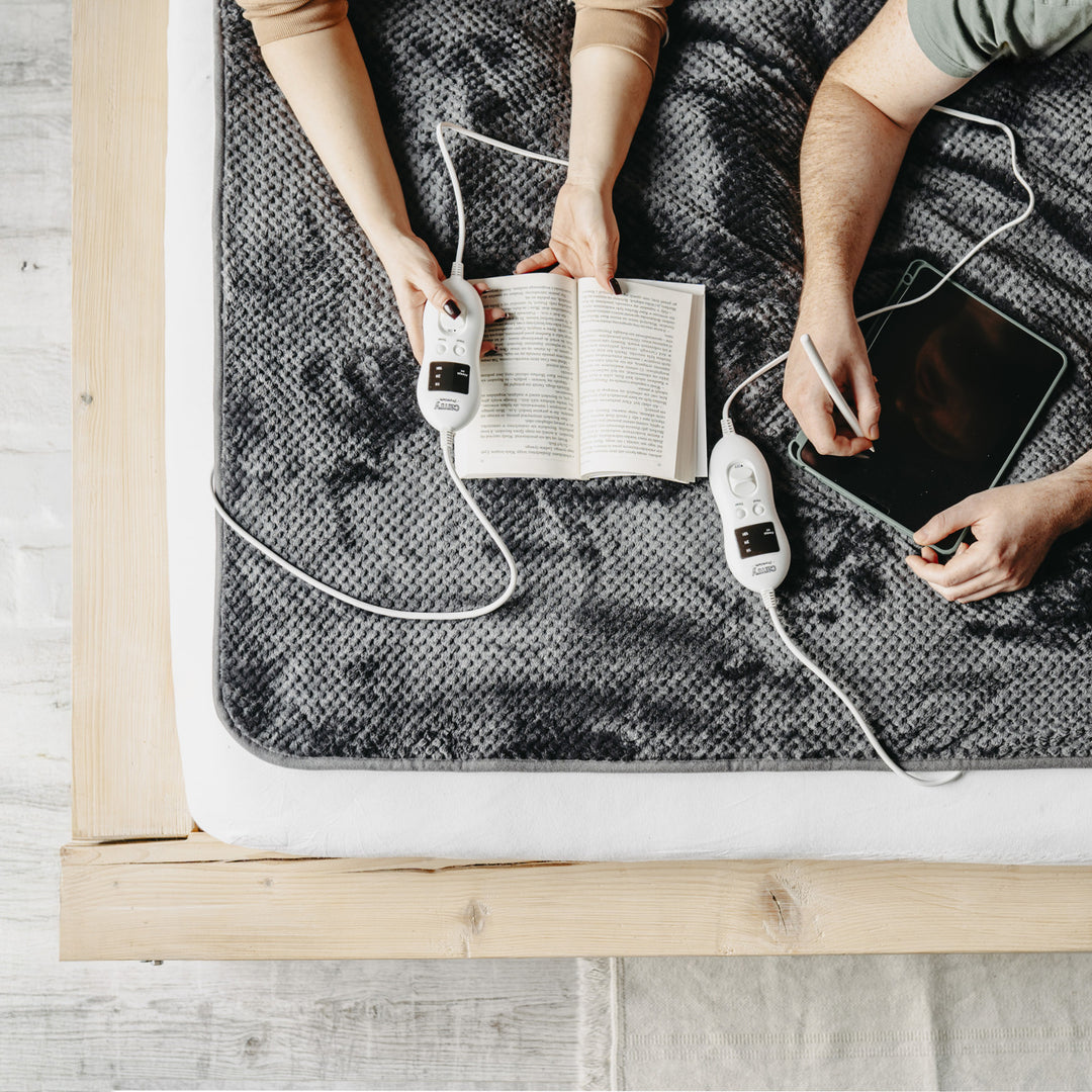 Elektrická deka Camry, pre 2 osoby, rozmery 150x160cm, 8 stupňov vyhrievania, výkon 2 x 60W, sivá, CR 7417