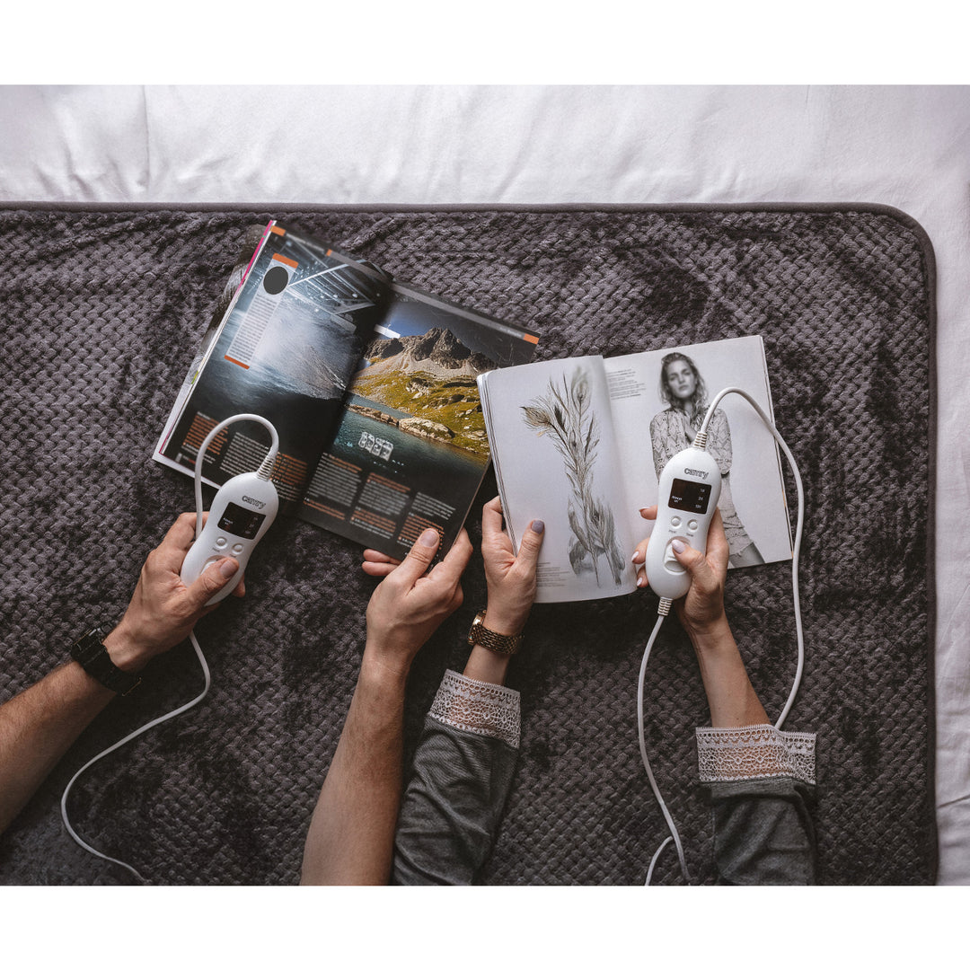 Elektrická deka Camry, pre 2 osoby, rozmery 150x160cm, 8 stupňov vyhrievania, výkon 2 x 60W, sivá, CR 7417