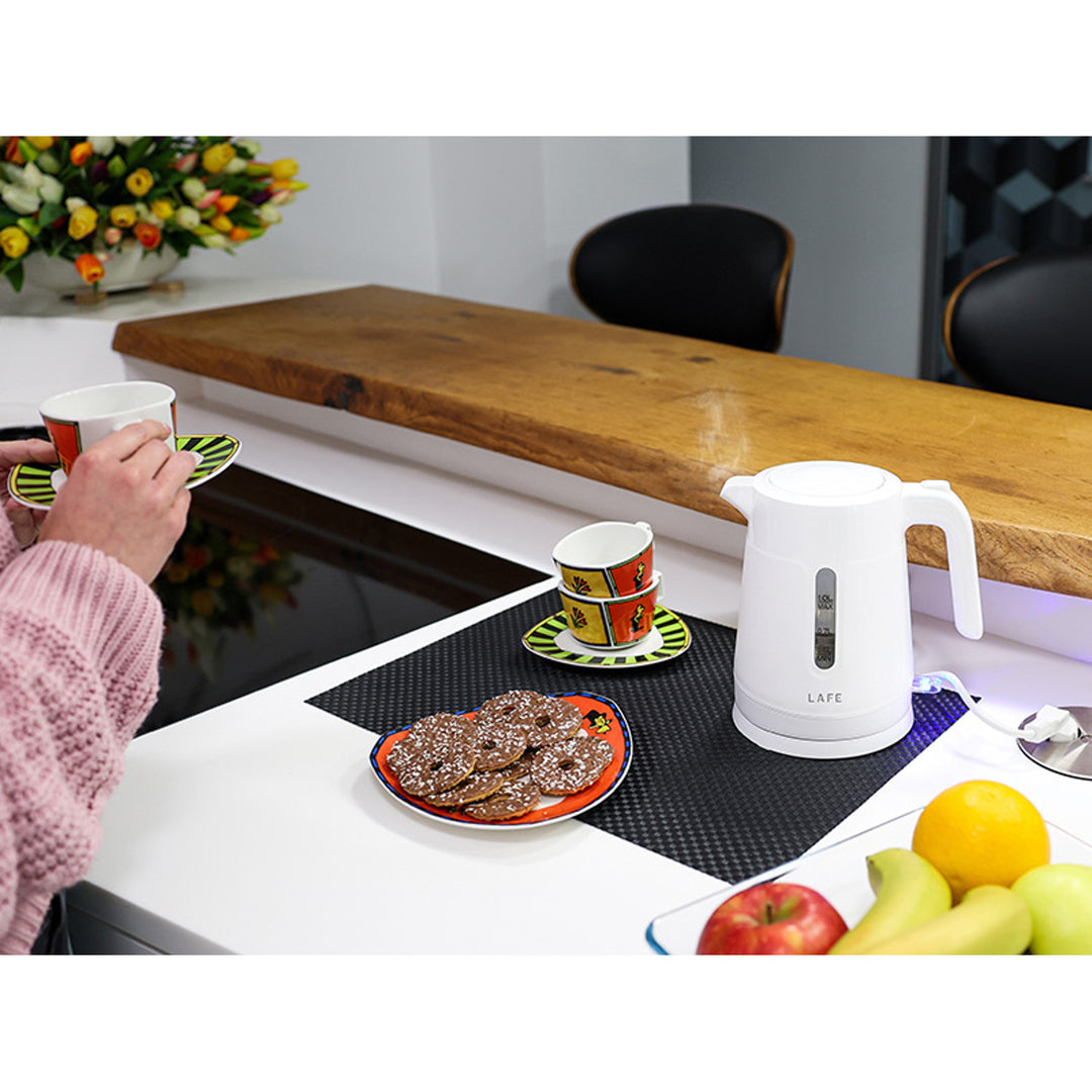 Rýchlovarná kanvica Lafe, objem 1 l, príkon 1500 W, biela, Essential S