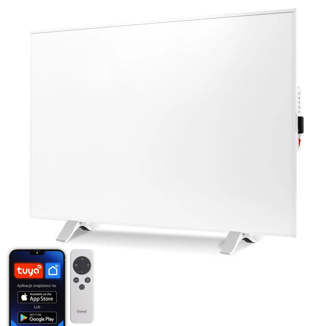 Infračervený ohrievač Cronos, 500 W, biely, vhodný pre alergikov, ultratenký, matný povrch, vyhrieva až 14 m2, Synthelith PRO CRP-500TWP White