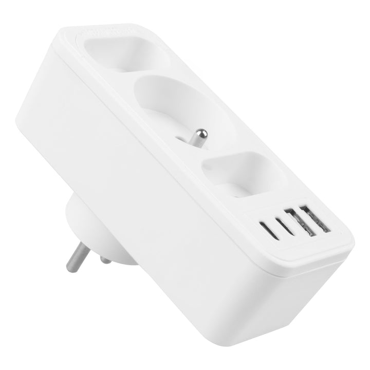 Prúdová zásuvka x3 + 4xUSB Maclean, 3-zásuvkový rozdeľovač, 2xUSB A, 2xUSB C PD 20W, 1x16A + 2x6A, MCE248 F/W, 3 ks