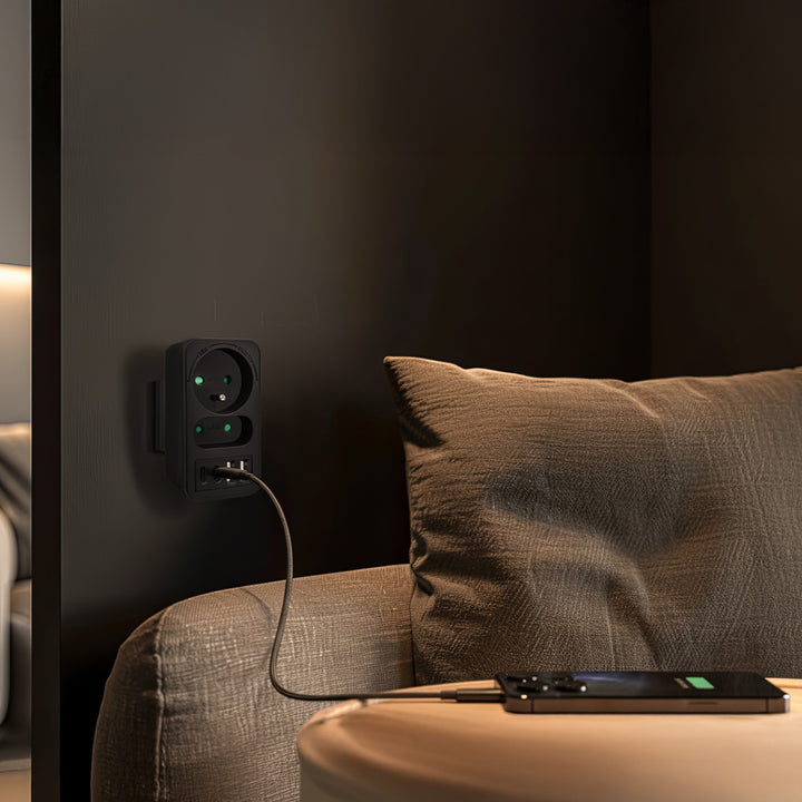 Prúdová zásuvka Maclean x2 + 4xUSB, rozdeľovač s 2 zásuvkami, 2xUSB A, 2xUSB C PD 20W, 1x16A + 1x6A, MCE249 F/B, 3 ks