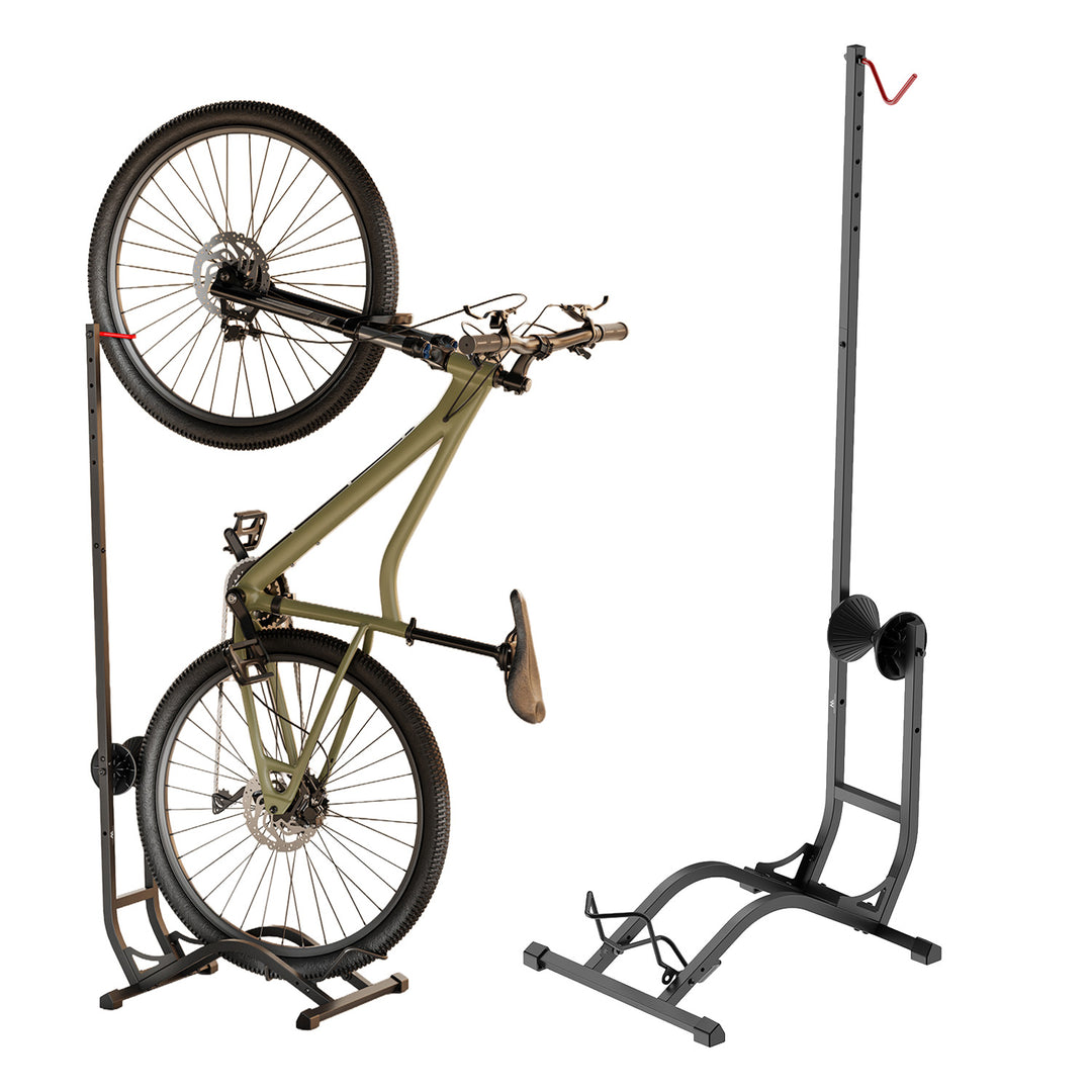 Podlahový stojan na bicykle Maclean, voľne stojací, horizontálny/vertikálny, na odkladanie, oceľ, maximálne zaťaženie 35 kg, MC-170