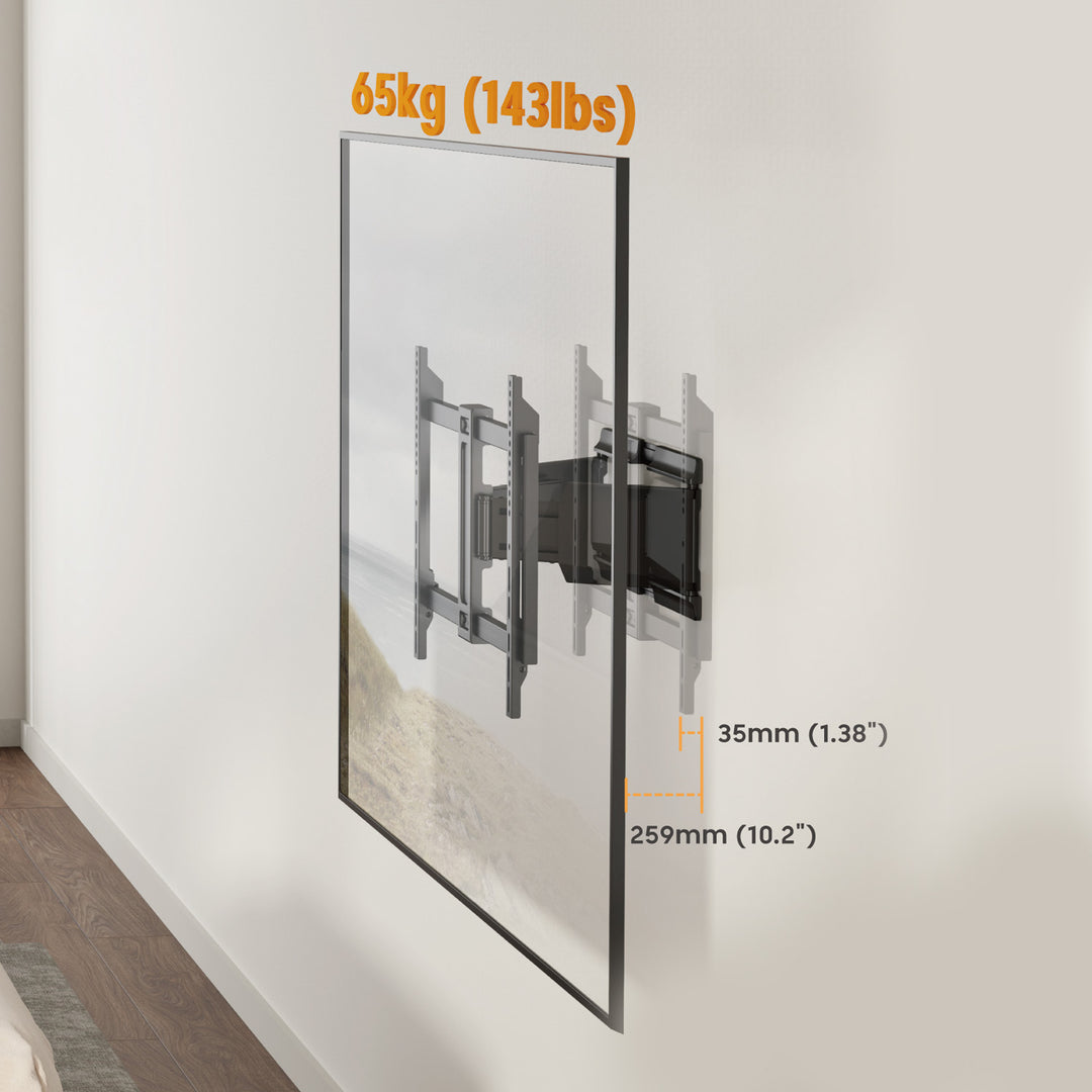 Držiak / záves na televízor Maclean, max. VESA 600x400, 37–90", max. zaťaženie 65 kg, čierny, MC-881 N