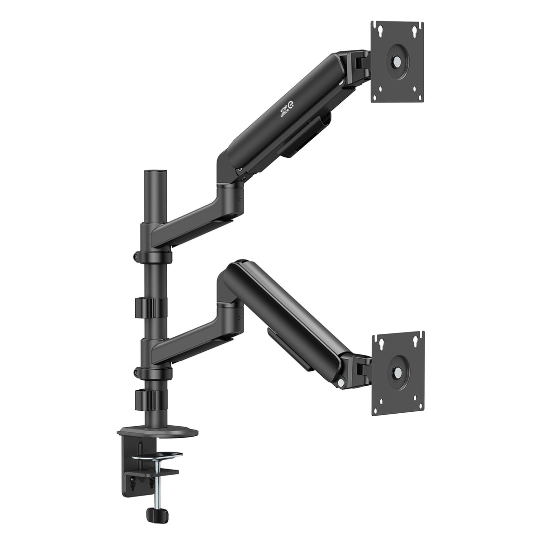 Držiak / záves na 2 monitory Ergo Office, plynová pružina, 17"–32", 1–10 kg, matná čierna, ER-692 B