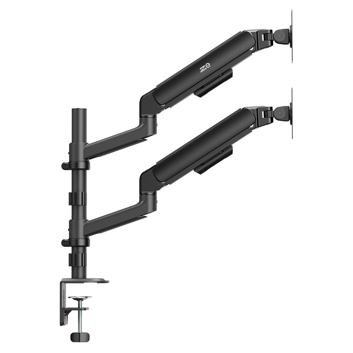 Držiak / záves na 2 monitory Ergo Office, plynová pružina, 17"–32", 1–10 kg, matná čierna, ER-692 B