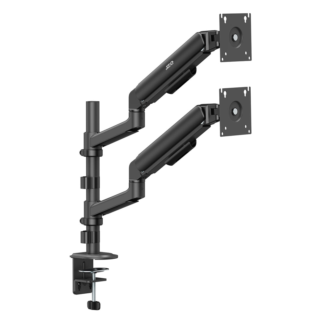 Držiak / záves na 2 monitory Ergo Office, plynová pružina, 17"–32", 1–10 kg, matná čierna, ER-692 B