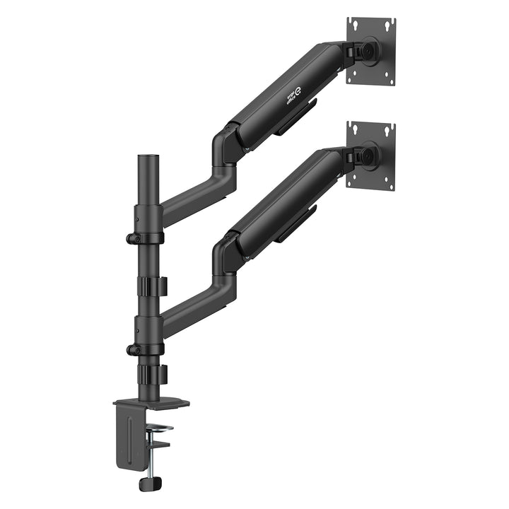 Držiak / záves na 2 monitory Ergo Office, plynová pružina, 17"–32", 1–10 kg, matná čierna, ER-692 B